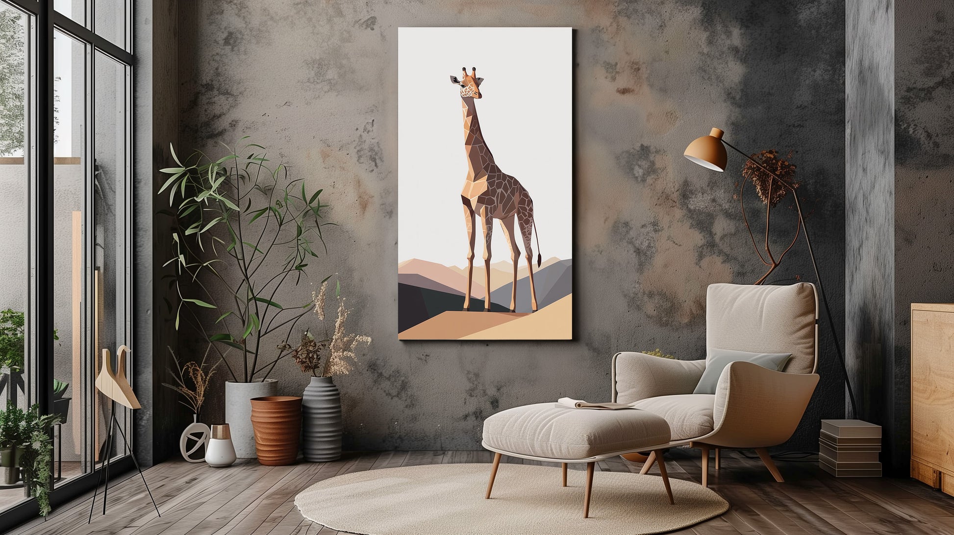 Geometric Giraffe Canvas Wall Art - Modern Wildlife Elegance