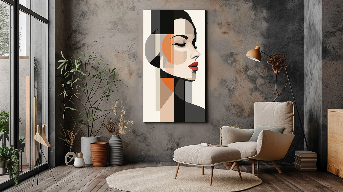 Minimalistic Portrait Canvas Wall Art - Bold Geometric Face Design