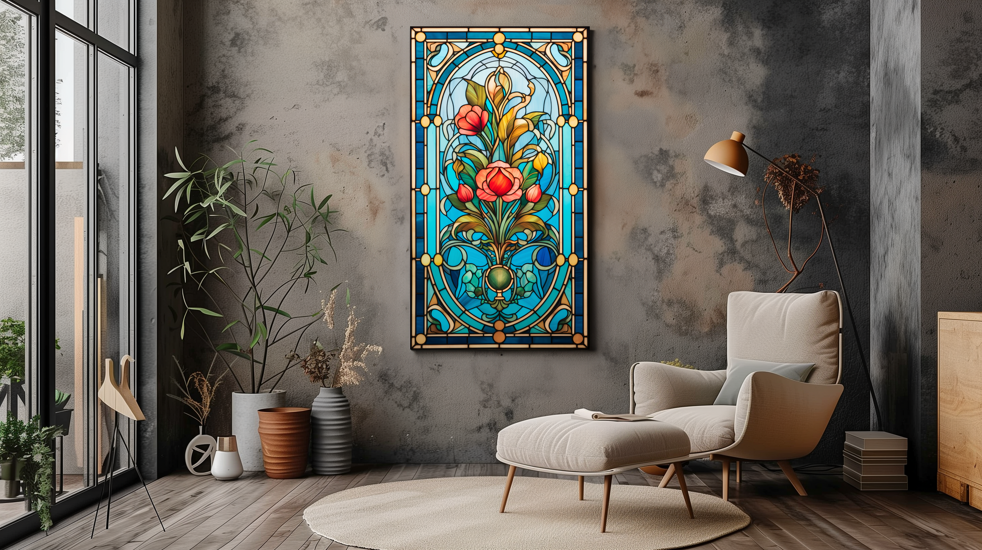 Tulip Stained Glass Style Canvas Art - Dalexi