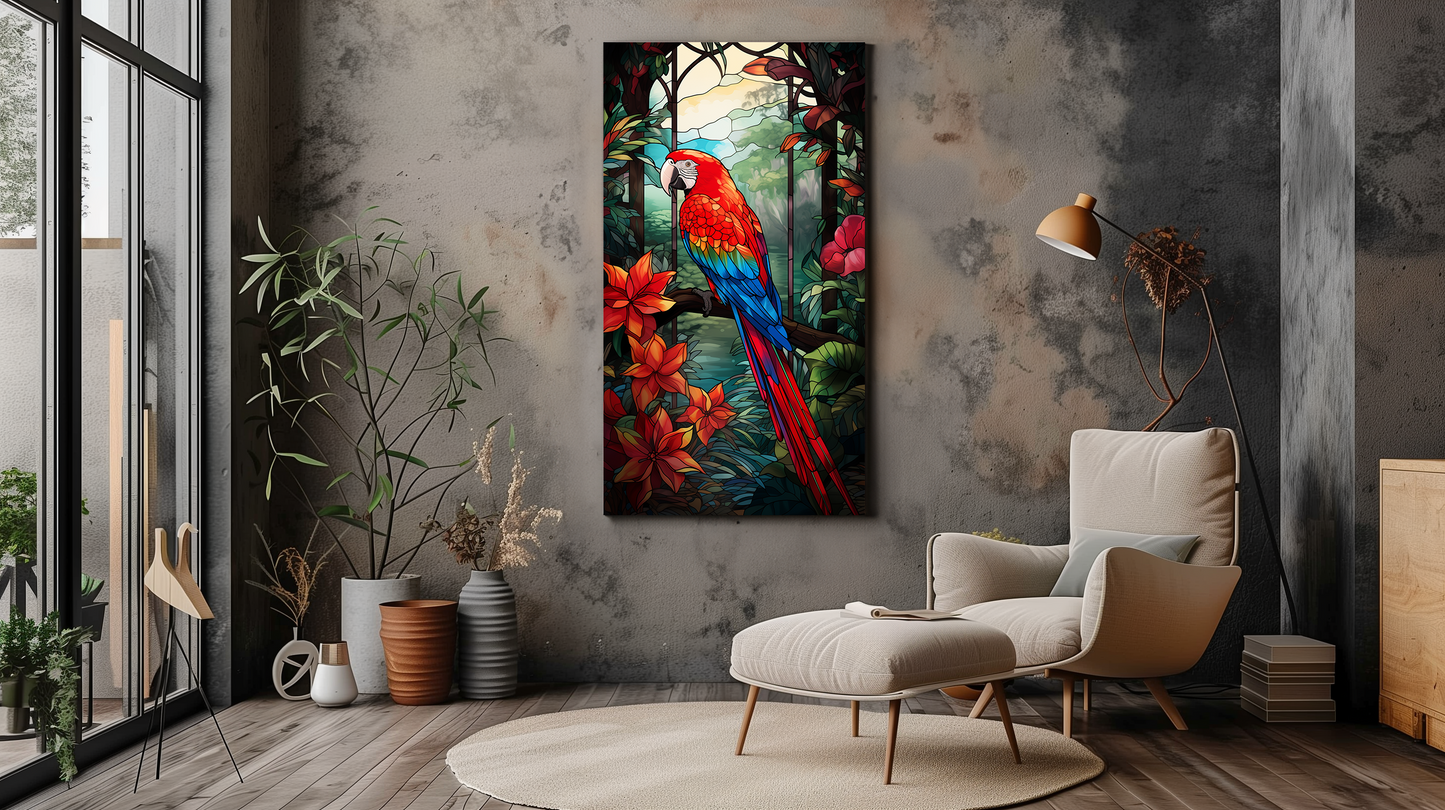 Scarlet Macaw in Paradise Canvas Art - Dalexi
