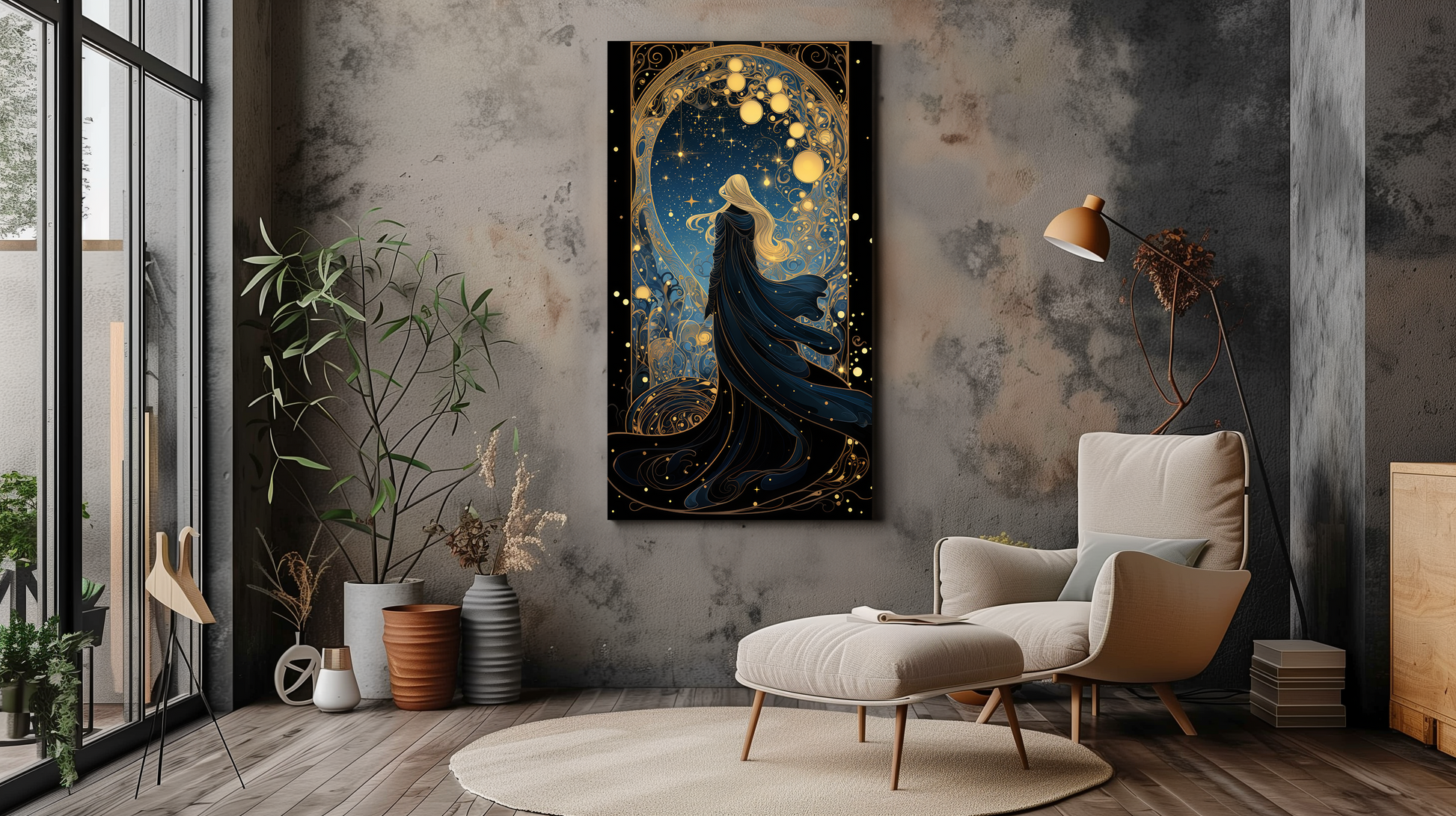 Galaxy Cosmic Princess Canvas Art - Dalexi